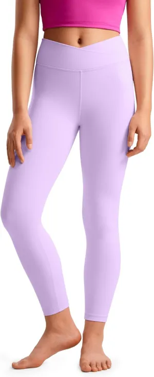 CRZ YOGA Girls Butterluxe Crossover Athletic Leggings - High Waist V Cross Kids Lounge Pants Yoga Active Dance Running Tights