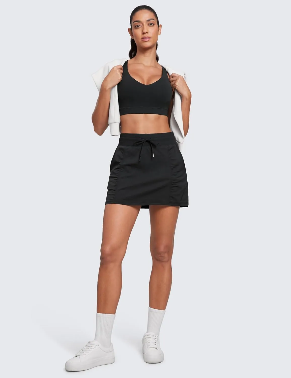 CRZ YOGA Lightweight High Waisted Skirts for Women Golf Casual Athletic Drawstring Skort with Side Pockets