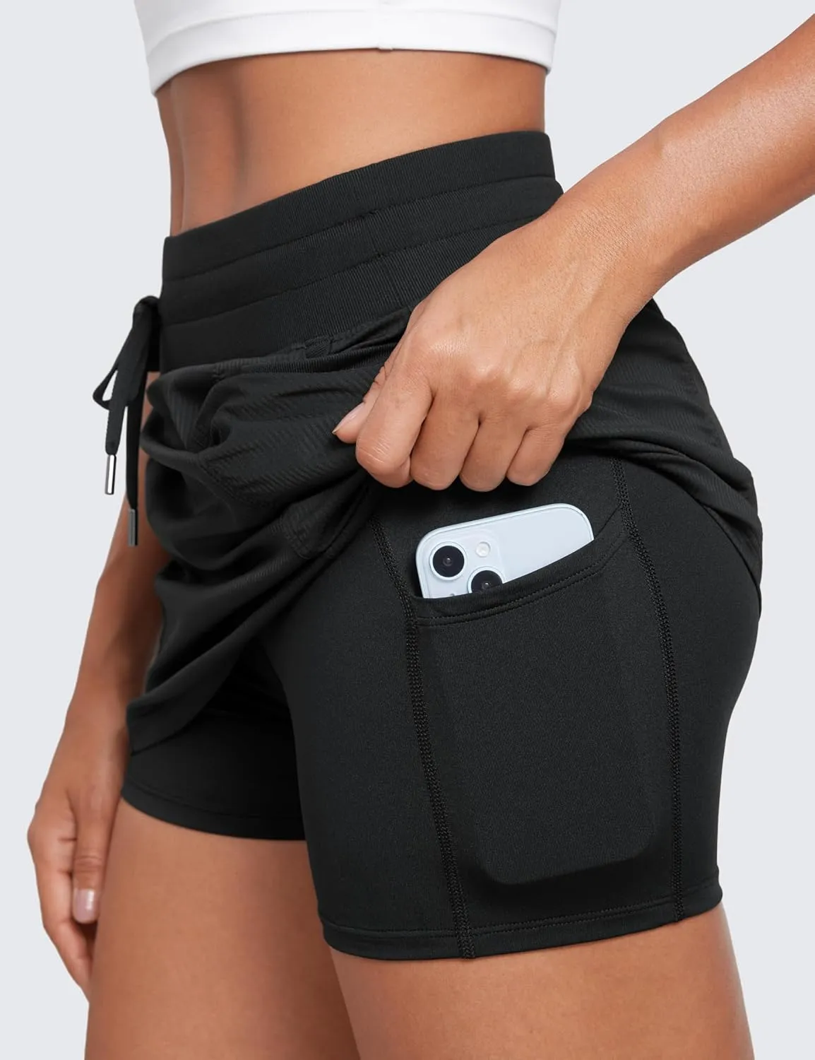 CRZ YOGA Lightweight High Waisted Skirts for Women Golf Casual Athletic Drawstring Skort with Side Pockets
