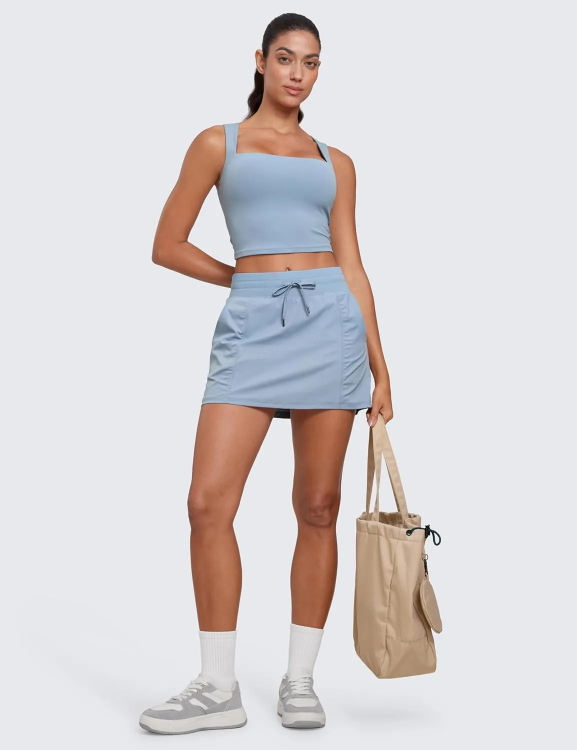 CRZ YOGA Lightweight High Waisted Skirts for Women Golf Casual Athletic Drawstring Skort with Side Pockets