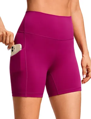 CRZ YOGA Womens Butterluxe Biker Shorts with Pockets 5 Inches - High Waisted Volleyball Workout Athletic Yoga
