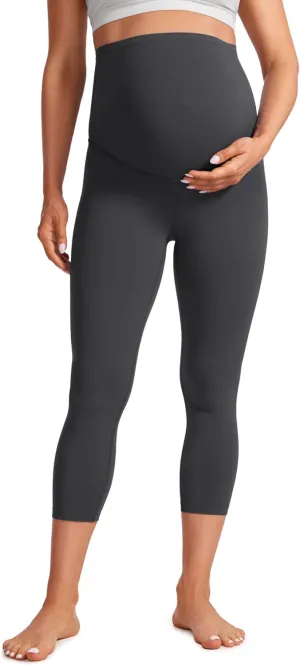 CRZ YOGA Womens Butterluxe Maternity Capris Leggings 21" - Crop Pants Over The Belly Workout Active Yoga Pregnancy Soft