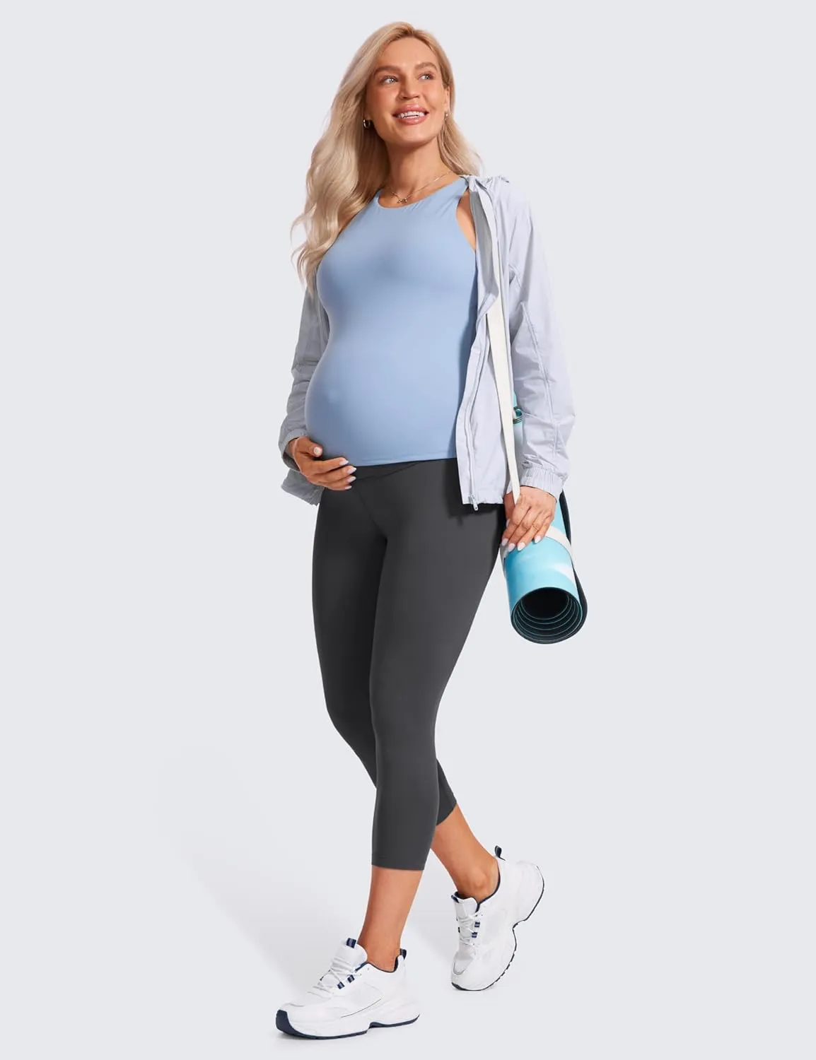 CRZ YOGA Womens Butterluxe Maternity Capris Leggings 21" - Crop Pants Over The Belly Workout Active Yoga Pregnancy Soft