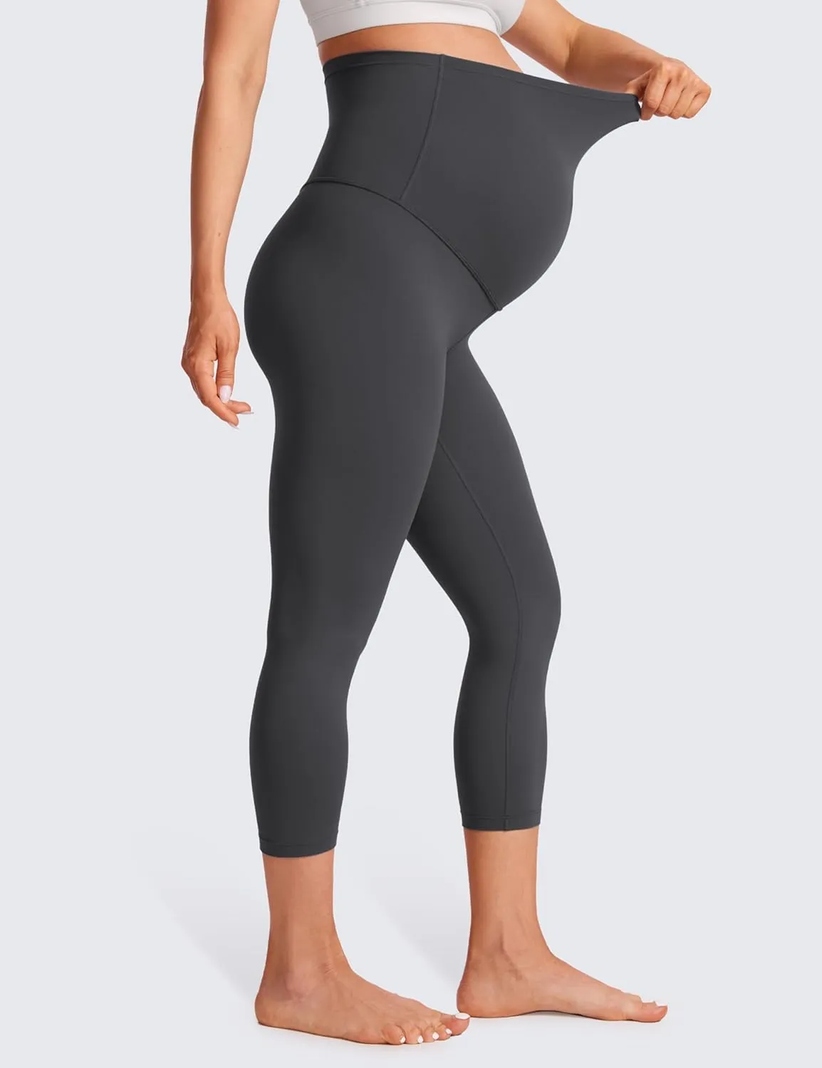 CRZ YOGA Womens Butterluxe Maternity Capris Leggings 21" - Crop Pants Over The Belly Workout Active Yoga Pregnancy Soft