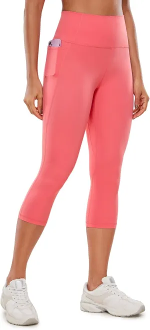 CRZ YOGA Womens Butterluxe Workout Capri Leggings with Pockets 19 Inches - High Waisted Crop Gym Yoga Pants Buttery Soft