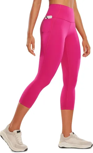 CRZ YOGA Womens Butterluxe Workout Capri Leggings with Pockets 21 Inches - High Waisted Gym Athletic Crop Yoga
