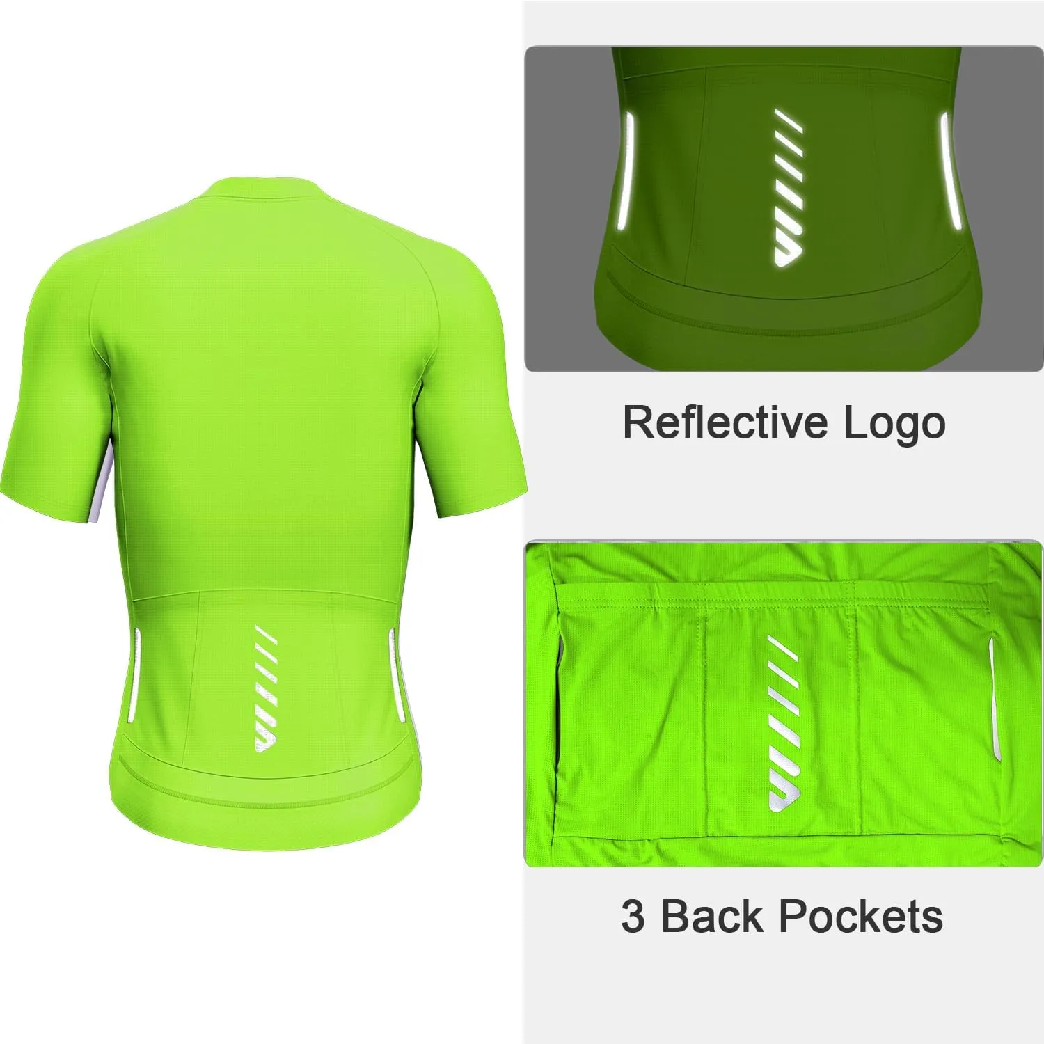 Cycling Jersey Men Short Sleeve, Road Bike Jerseys Full Zipper with Pockets, Bicycle Clothing Breathable Quick Dry