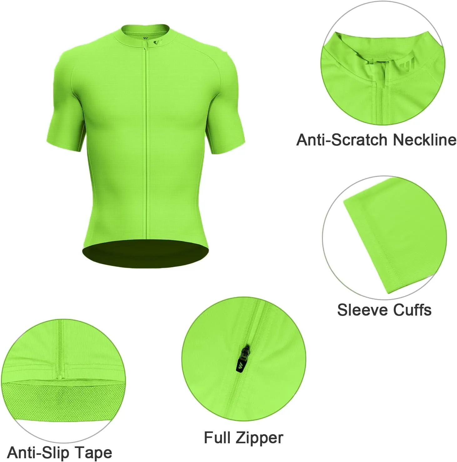 Cycling Jersey Men Short Sleeve, Road Bike Jerseys Full Zipper with Pockets, Bicycle Clothing Breathable Quick Dry
