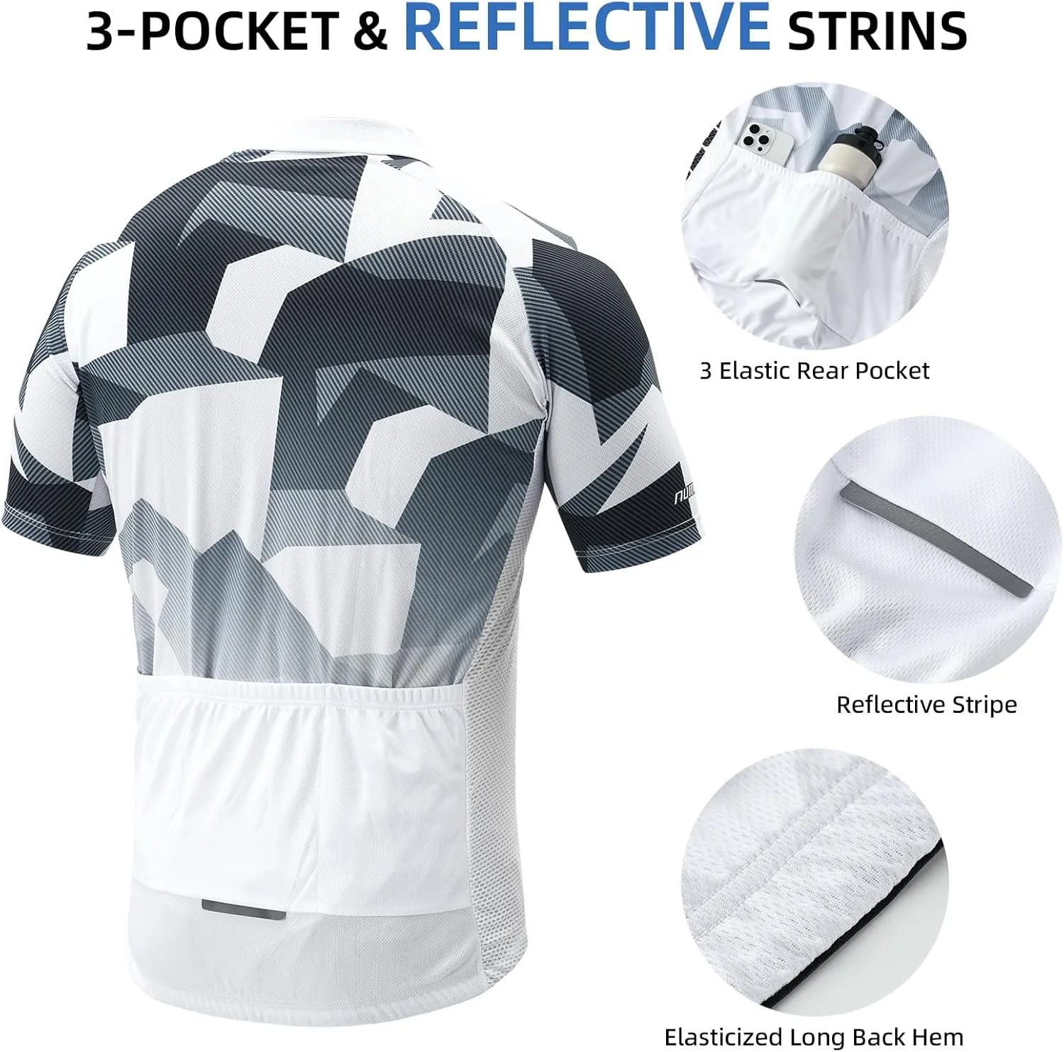 Cycling Jersey Mens Set Reflective Breathable Short Bike Clothing Quick-Dry Bicycle Shirts with 3D Padded Shorts