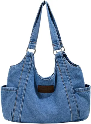 Epsion Denim Tote Bag Large Capacity Jean Purses for Women Handbags Soft Shoulder Ladies Purses 2025