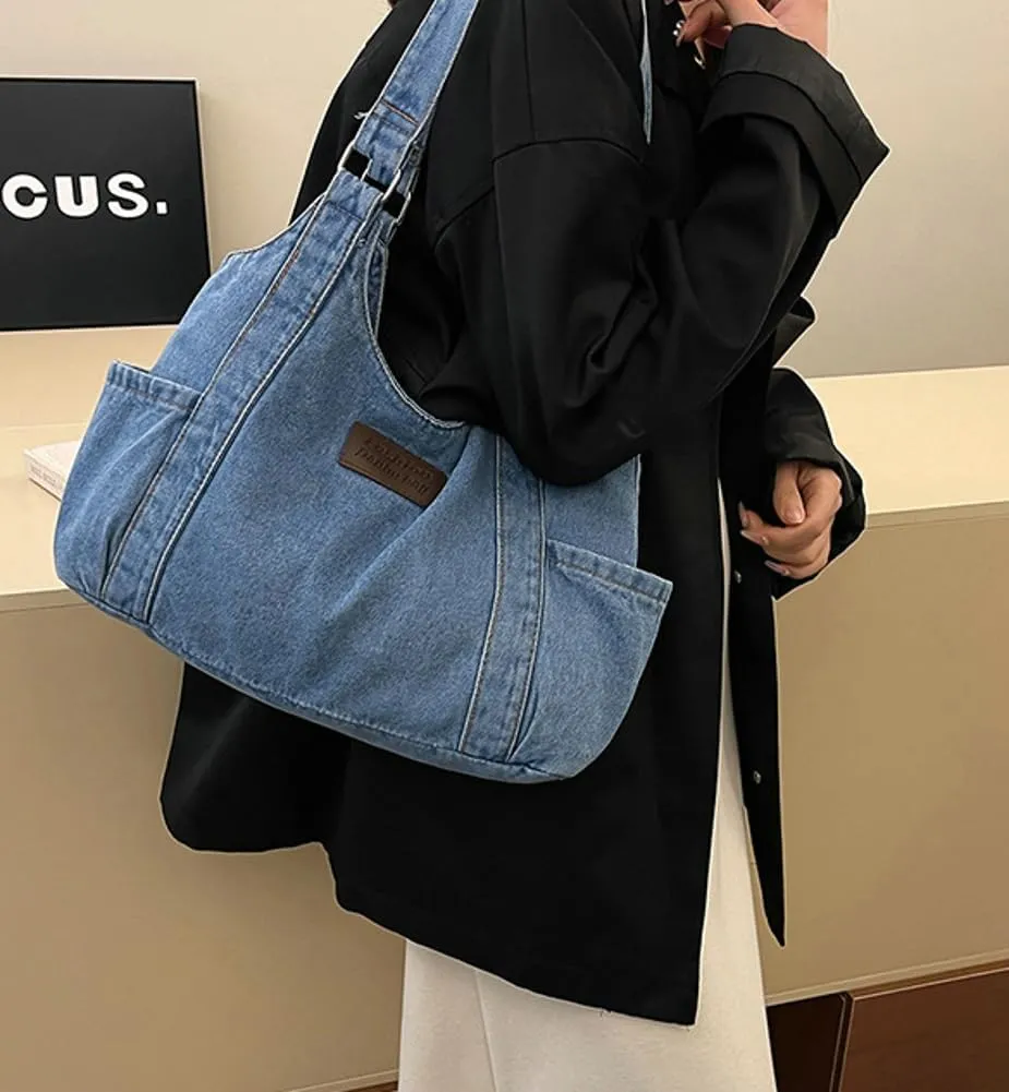 Epsion Denim Tote Bag Large Capacity Jean Purses for Women Handbags Soft Shoulder Ladies Purses 2025