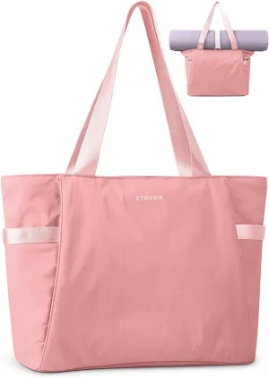 ETRONIK Tote Bag for Women Work and Gym With Yoga Mat Strap, Laptop Nurse Bag for Sport, Travel, School