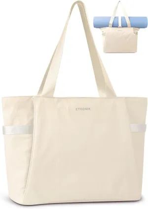 ETRONIK Tote Bag for Women Work and Gym With Yoga Mat Strap, Laptop Nurse Bag for Sport, Travel, School