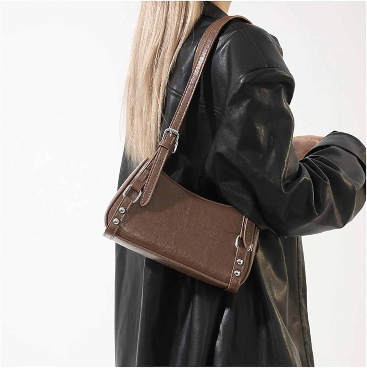 European American Retro Shoulder Crossbody Bag Commuter Versatile Small Square Bag Armpit Bags For Women