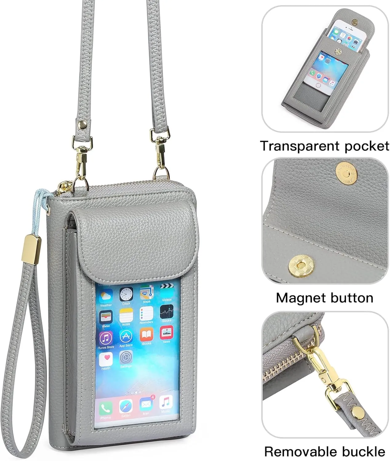 FALAN MULE Small Cell Phone Crossbody Bag Purse for Women, PU Leather Wallet Purse