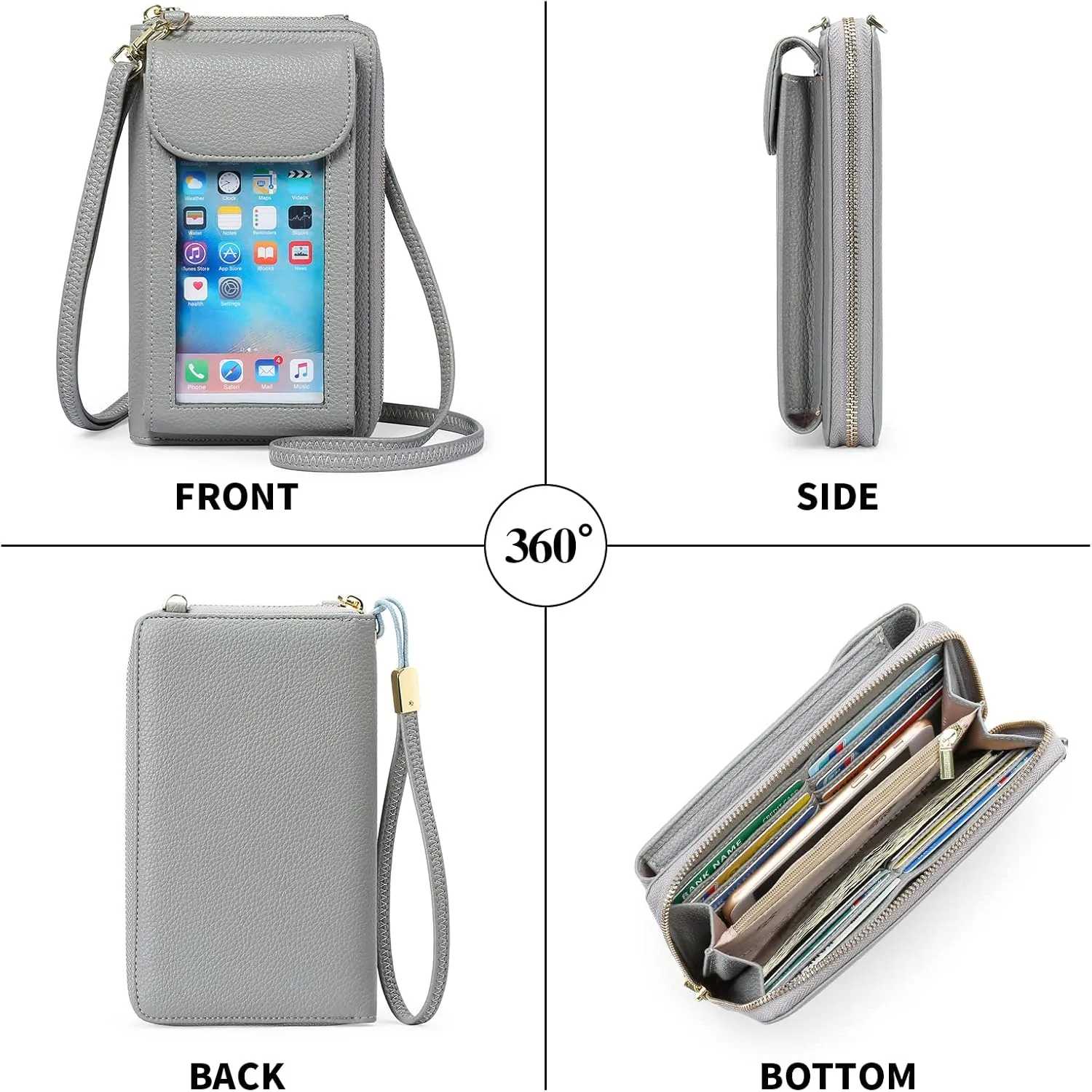 FALAN MULE Small Cell Phone Crossbody Bag Purse for Women, PU Leather Wallet Purse