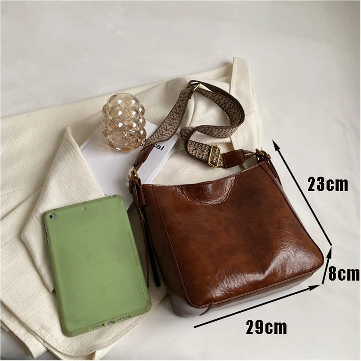 Fashion Luxury Crossbody Bags For Women Shoulder Handbags Vintage Simple Small Leather Bucket Crossbody Bags For Women(Black)