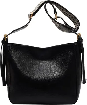 Fashion Luxury Crossbody Bags For Women Shoulder Handbags Vintage Simple Small Leather Bucket Crossbody Bags For Women(Black)