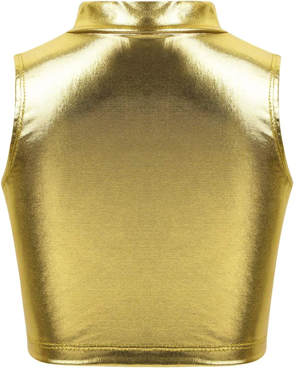 FEESHOW Girls Shiny Metallic Crop Tank Top with Pleated Skort Skirt Ballet Dance Jazz Hip Hop Performance Costumes
