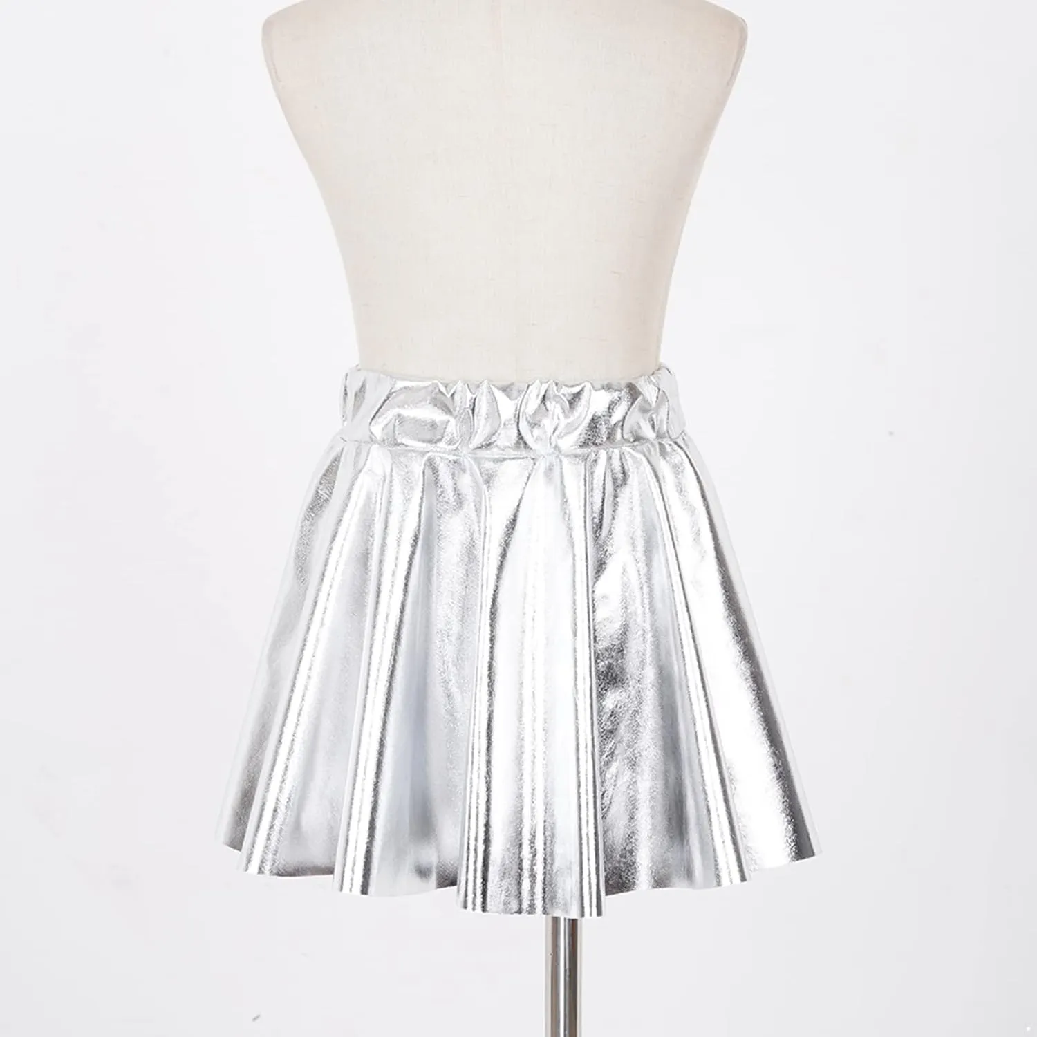 FEESHOW Girls Shiny Metallic Crop Tank Top with Pleated Skort Skirt Ballet Dance Jazz Hip Hop Performance Costumes
