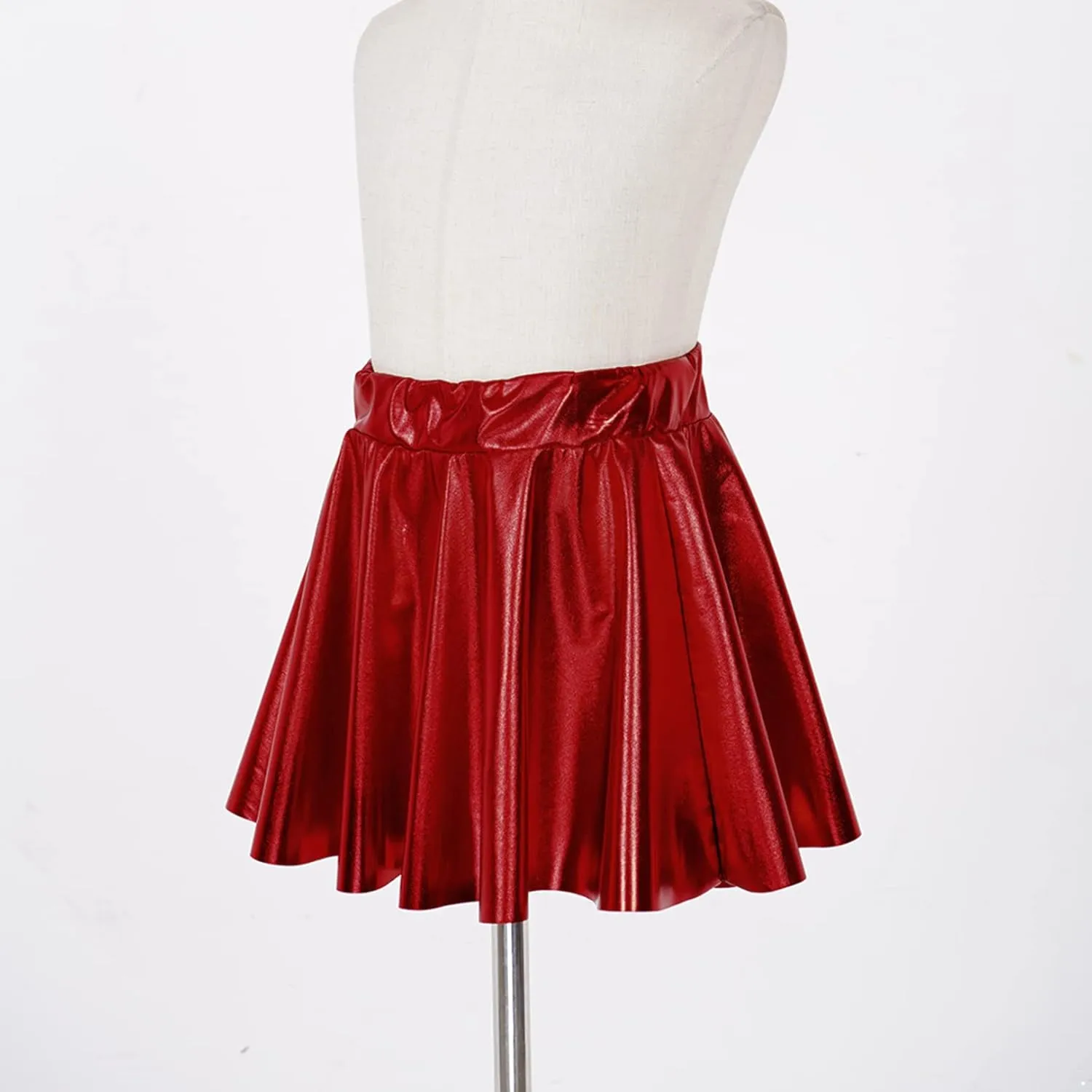 FEESHOW Girls Shiny Metallic Crop Tank Top with Pleated Skort Skirt Ballet Dance Jazz Hip Hop Performance Costumes