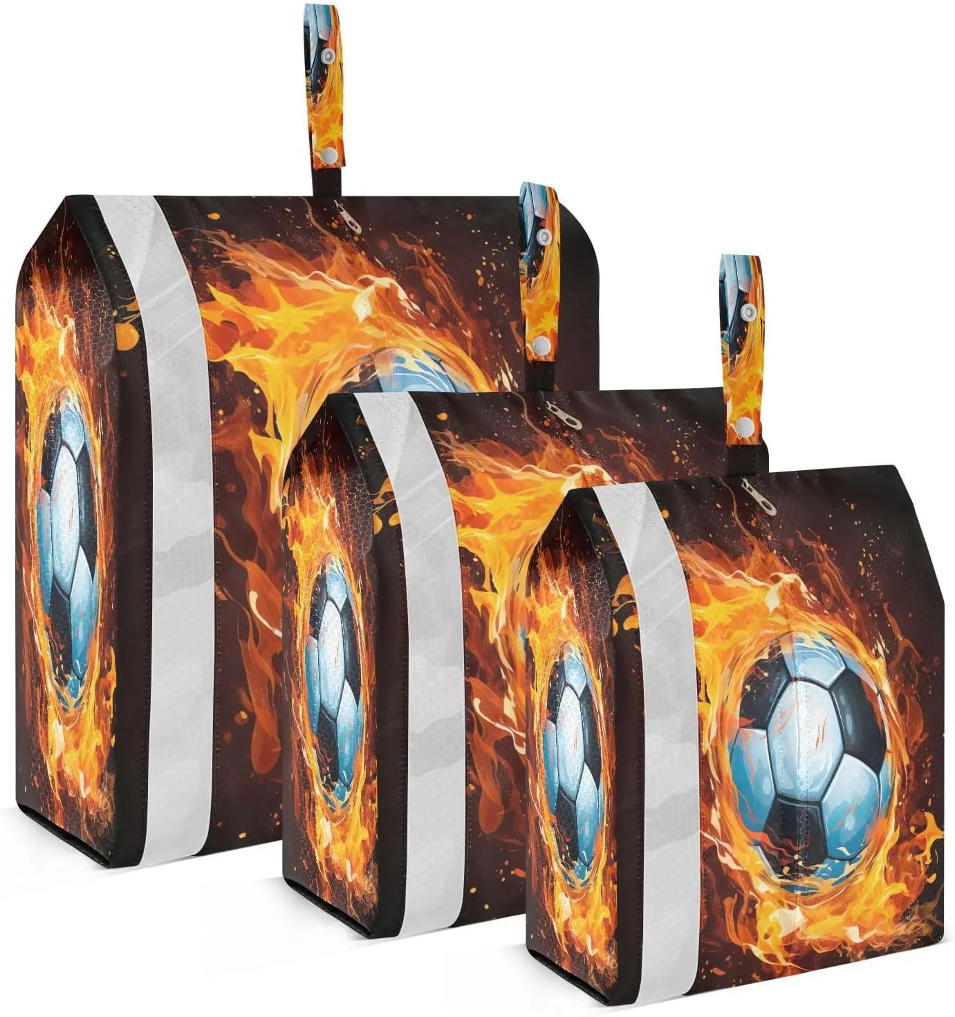 Fire Football Soccers Compression Packing Cubes 3 Set Travel Packing Cubes for Suitcases Organizer Bags Set for Travel Accessories