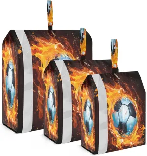 Fire Football Soccers Compression Packing Cubes 3 Set Travel Packing Cubes for Suitcases Organizer Bags Set for Travel Accessories