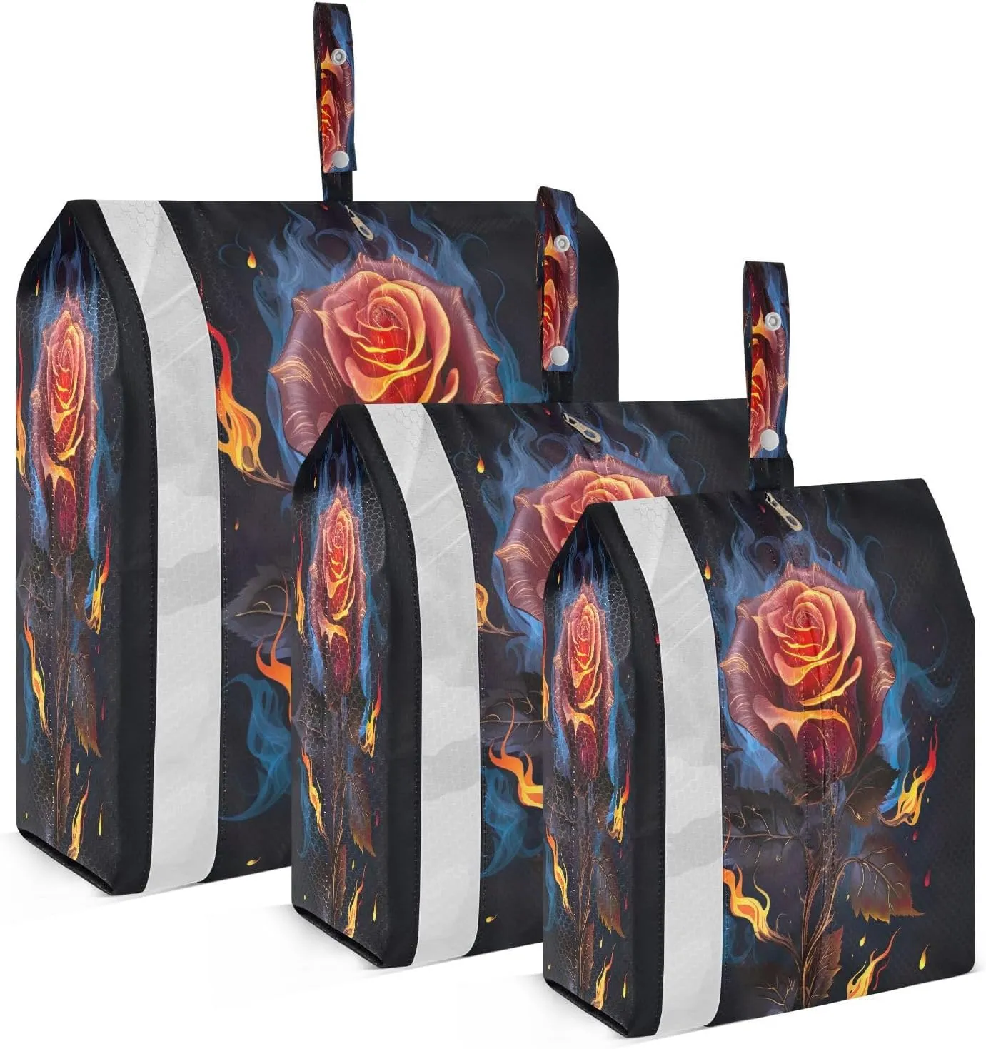 Fire Red Rose Compression Packing Cubes 3 Set Travel Packing Cubes for Suitcases Organizer Bags Set for Travel Accessories