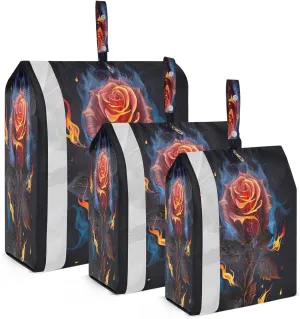 Fire Red Rose Compression Packing Cubes 3 Set Travel Packing Cubes for Suitcases Organizer Bags Set for Travel Accessories