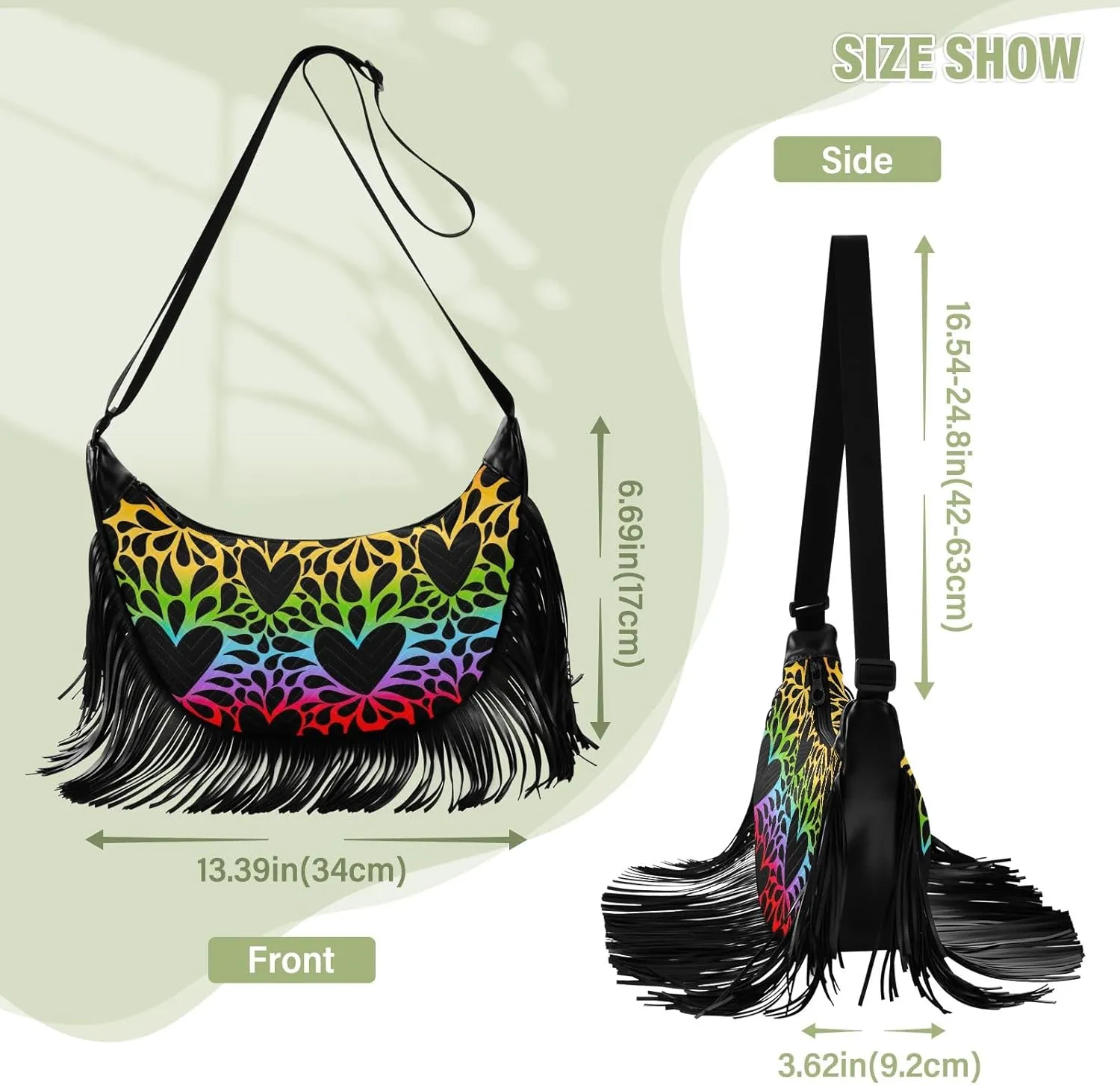 Fringe Purses for Women Crossbody with Tassel Western Fringe Bag Hippie Purse