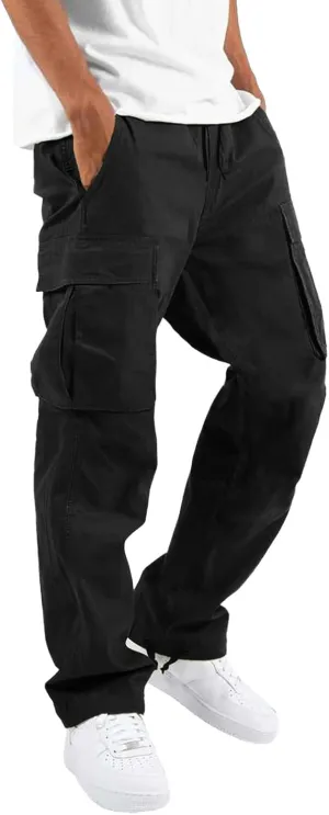 FZVYD Mens Slacks Slim Fit Mens Joggers Cargo Pants Fashion Casual Sweatpants Work Pants Drawstring Loose Trousers Pockets