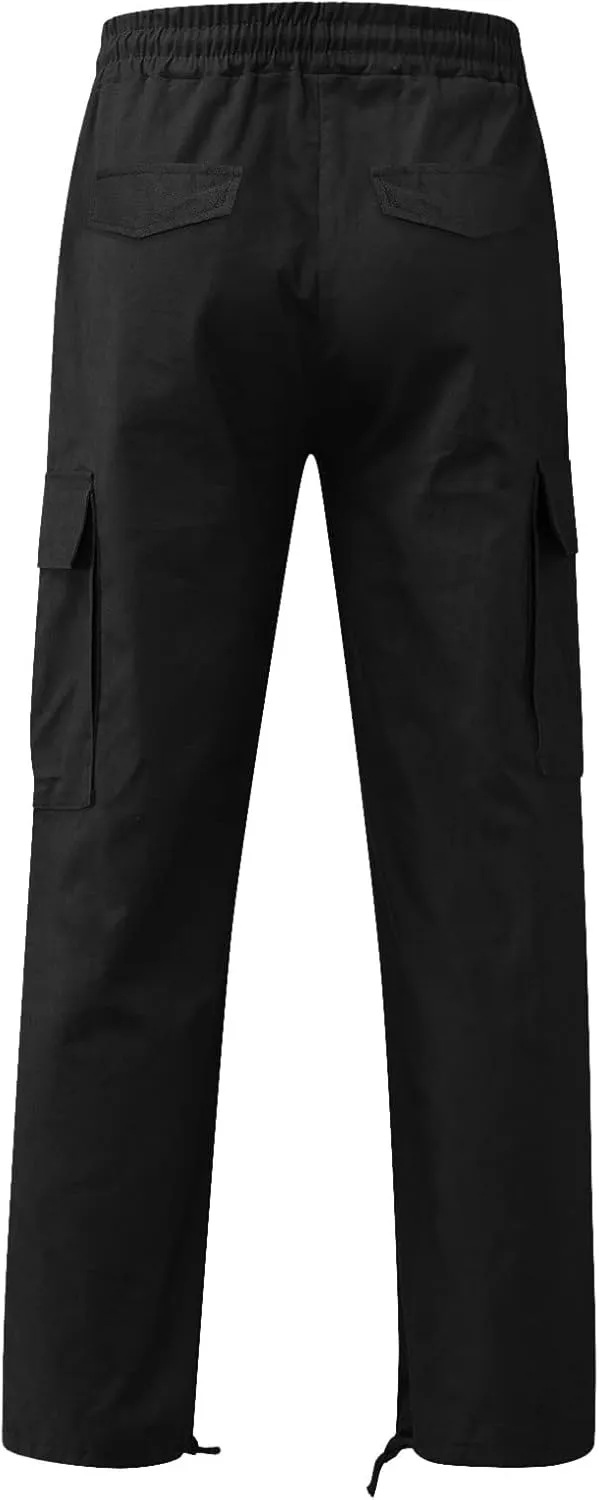 FZVYD Mens Slacks Slim Fit Mens Joggers Cargo Pants Fashion Casual Sweatpants Work Pants Drawstring Loose Trousers Pockets