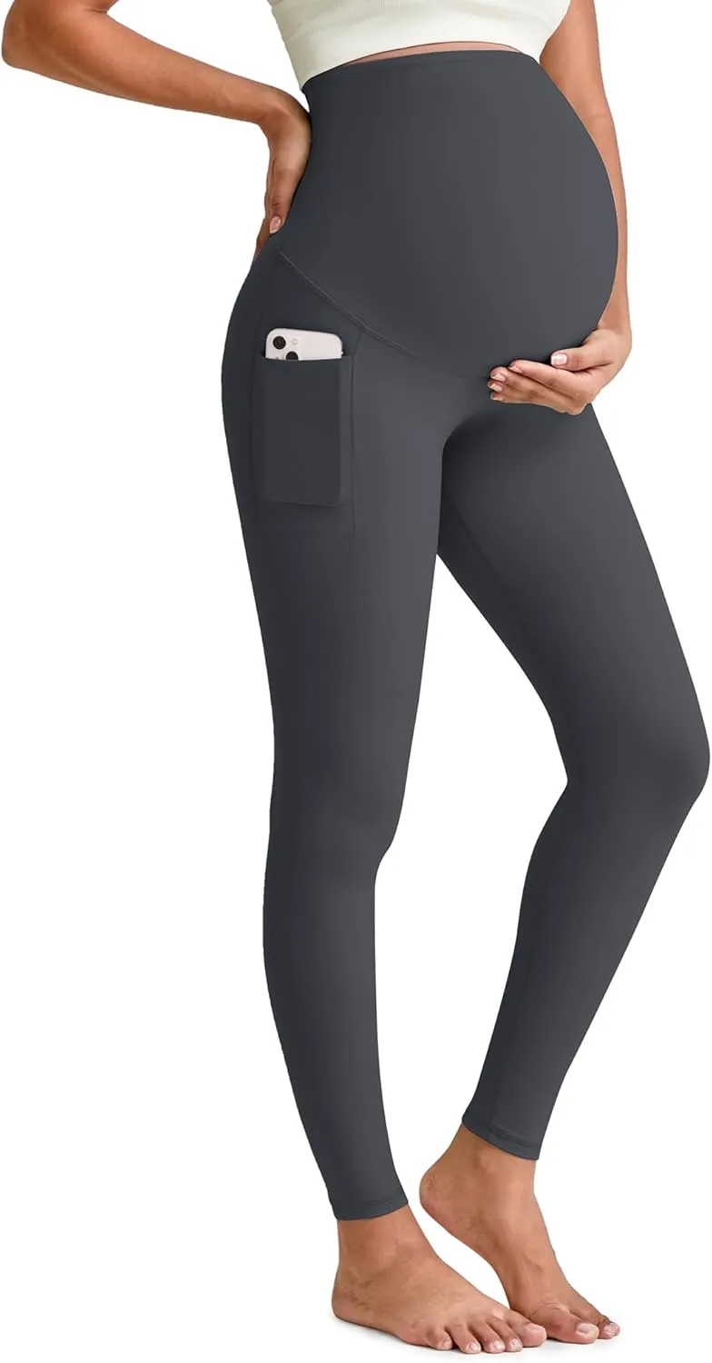 G4Free BareFeel Maternity Leggings with Pockets Over The Belly Stretchy Workout Yoga Pregnancy Pants Lounge