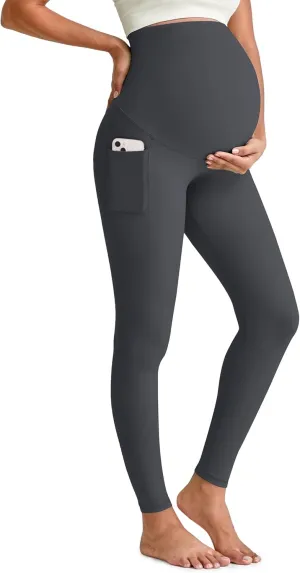 G4Free BareFeel Maternity Leggings with Pockets Over The Belly Stretchy Workout Yoga Pregnancy Pants Lounge