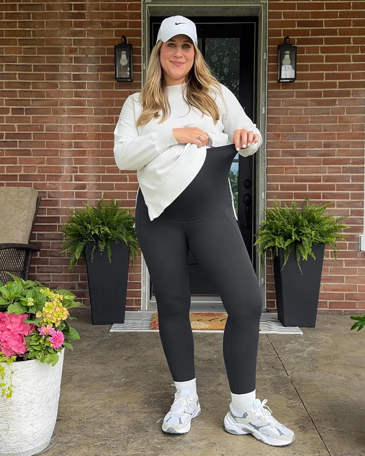 G4Free BareFeel Maternity Leggings with Pockets Over The Belly Stretchy Workout Yoga Pregnancy Pants Lounge