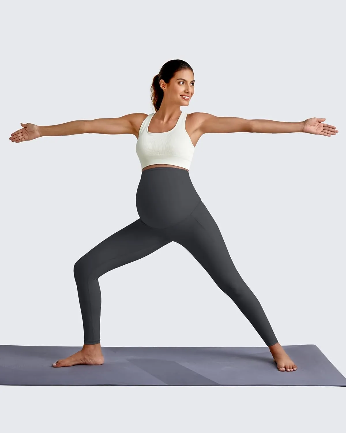 G4Free BareFeel Maternity Leggings with Pockets Over The Belly Stretchy Workout Yoga Pregnancy Pants Lounge