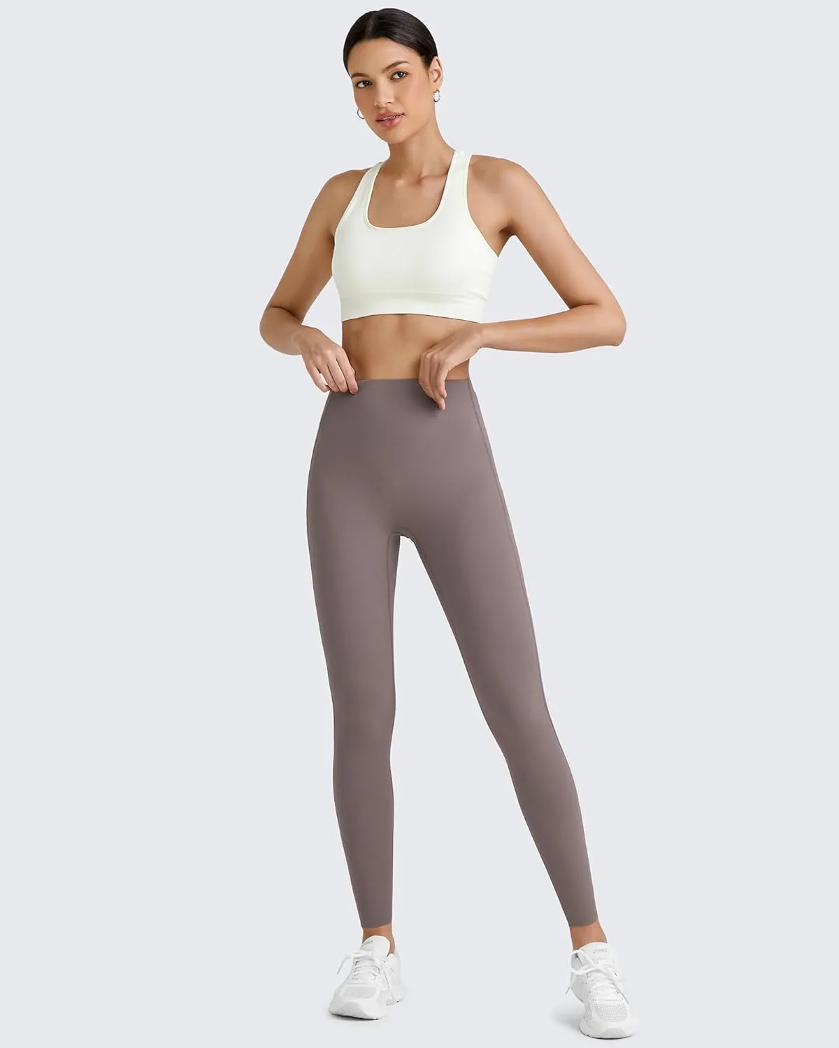 G4Free BareFeel Yoga Pants for Women Seamless Waistband Yoga Leggings Workout Biker Leggings with Pockets 25" 27" 29"