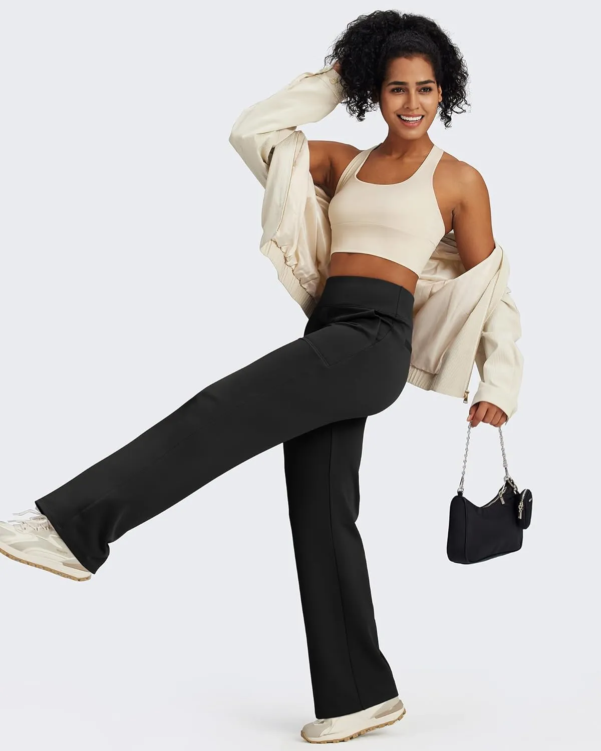 G4Free Fleece Lined Pants Women High Waisted Wide Leg Pants Winter Warm Thermal Sweatpants with Pockets 29"/31"/33"
