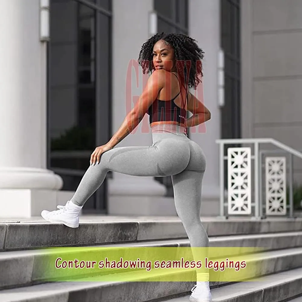 GILLYA Butt Lift Yoga Pants Seamless Ruched Butt Leggings Butt Lift Textured Anti-Cellulite Booty Lifting TIK Tok Leggings