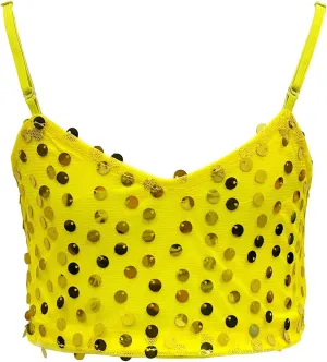 Girls Sequins V Neck Dance Tops Straps Jazz Latin Hip Hop Modern Dance Bra Vest Shirt Stage Performance Costume
