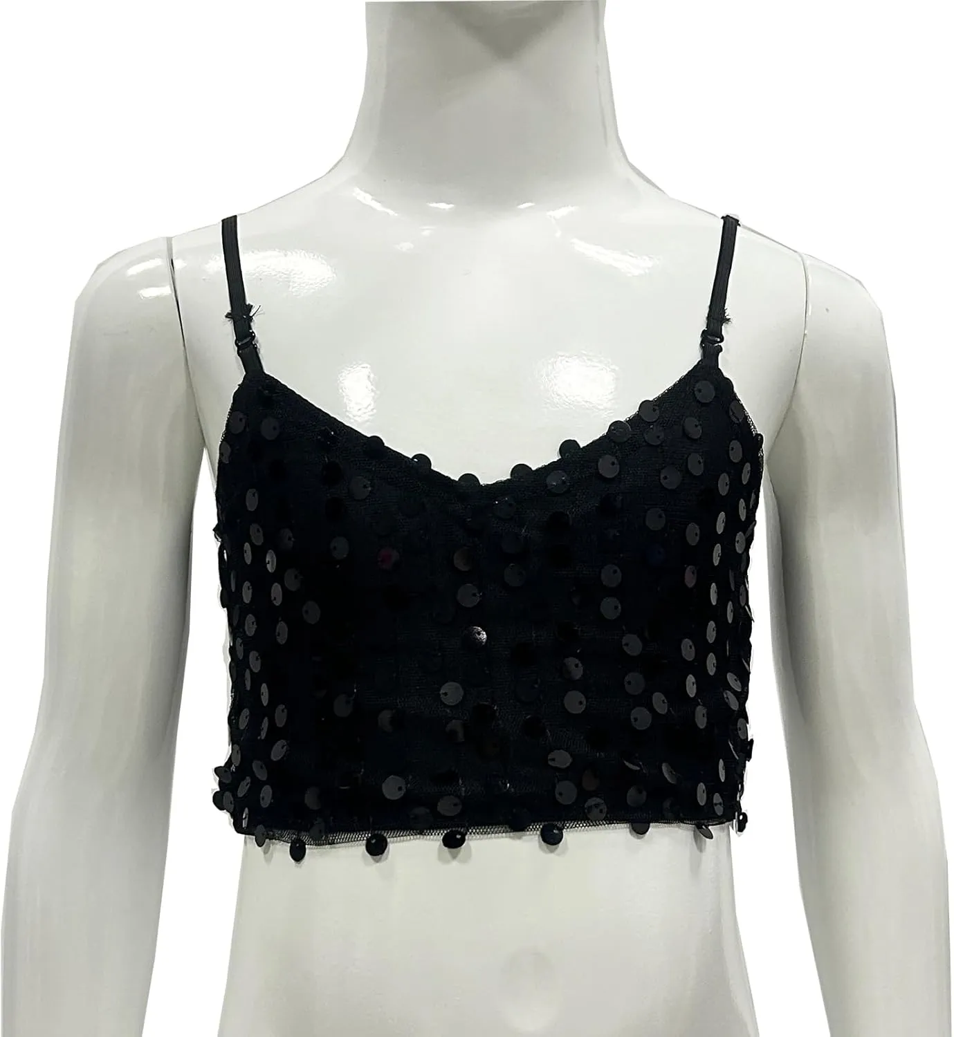 Girls Sequins V Neck Dance Tops Straps Jazz Latin Hip Hop Modern Dance Bra Vest Shirt Stage Performance Costume