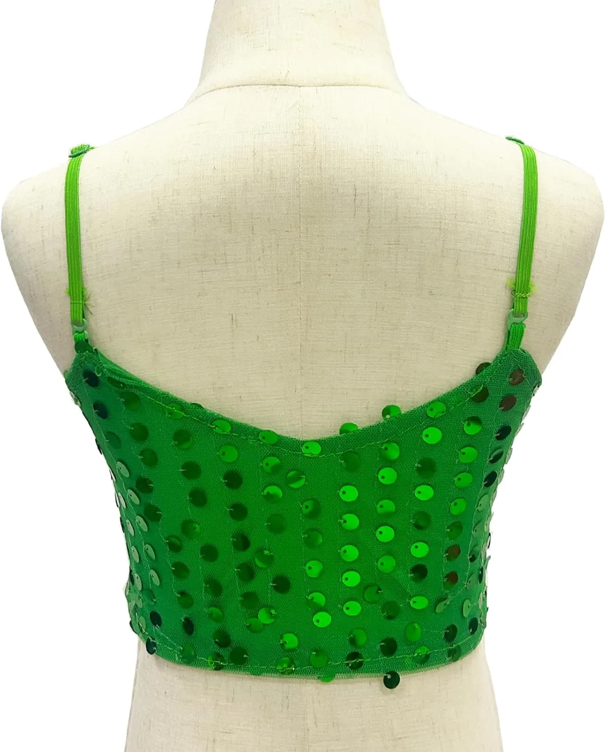Girls Sequins V Neck Dance Tops Straps Jazz Latin Hip Hop Modern Dance Bra Vest Shirt Stage Performance Costume
