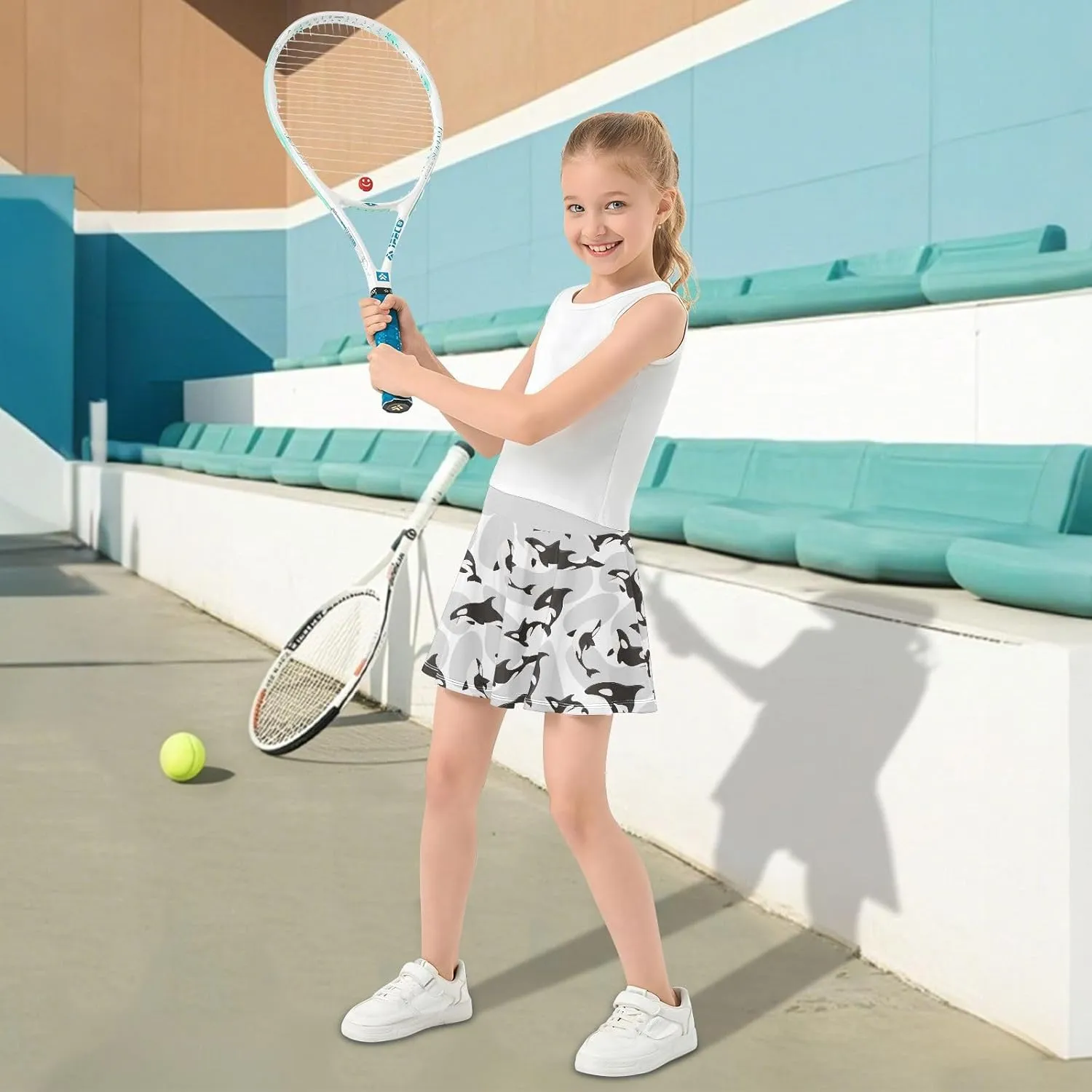 Girls Skorts High Waist Athletic Skirts with Shorts Stretchy Teens Performance Tennis