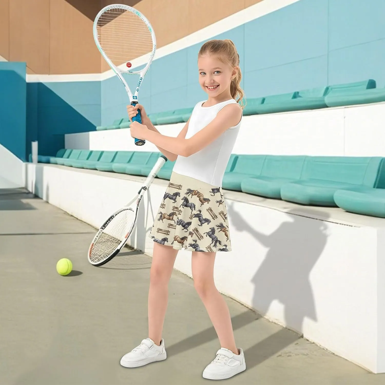 Girls Skorts High Waist Athletic Skirts with Shorts Stretchy Teens Performance Tennis
