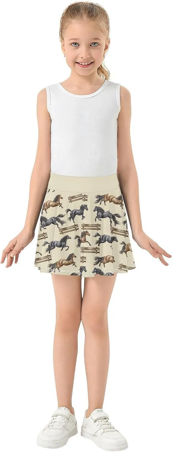Girls Skorts High Waist Athletic Skirts with Shorts Stretchy Teens Performance Tennis