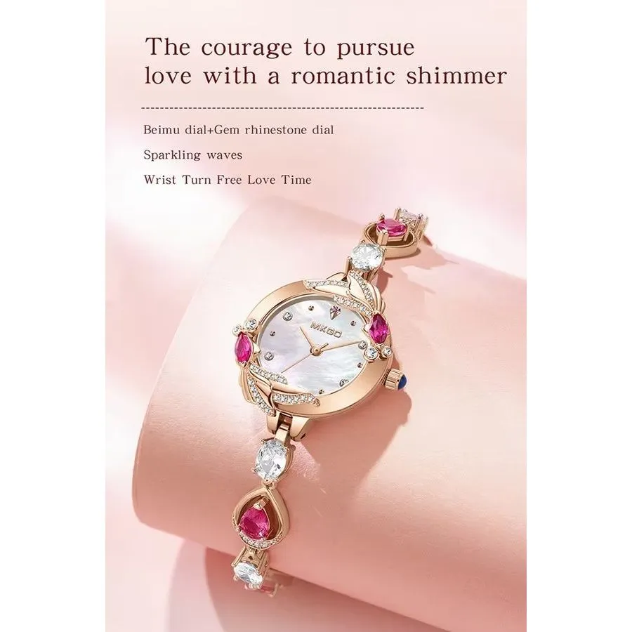 GlamPearl Round Dial Luxury Wristwatch