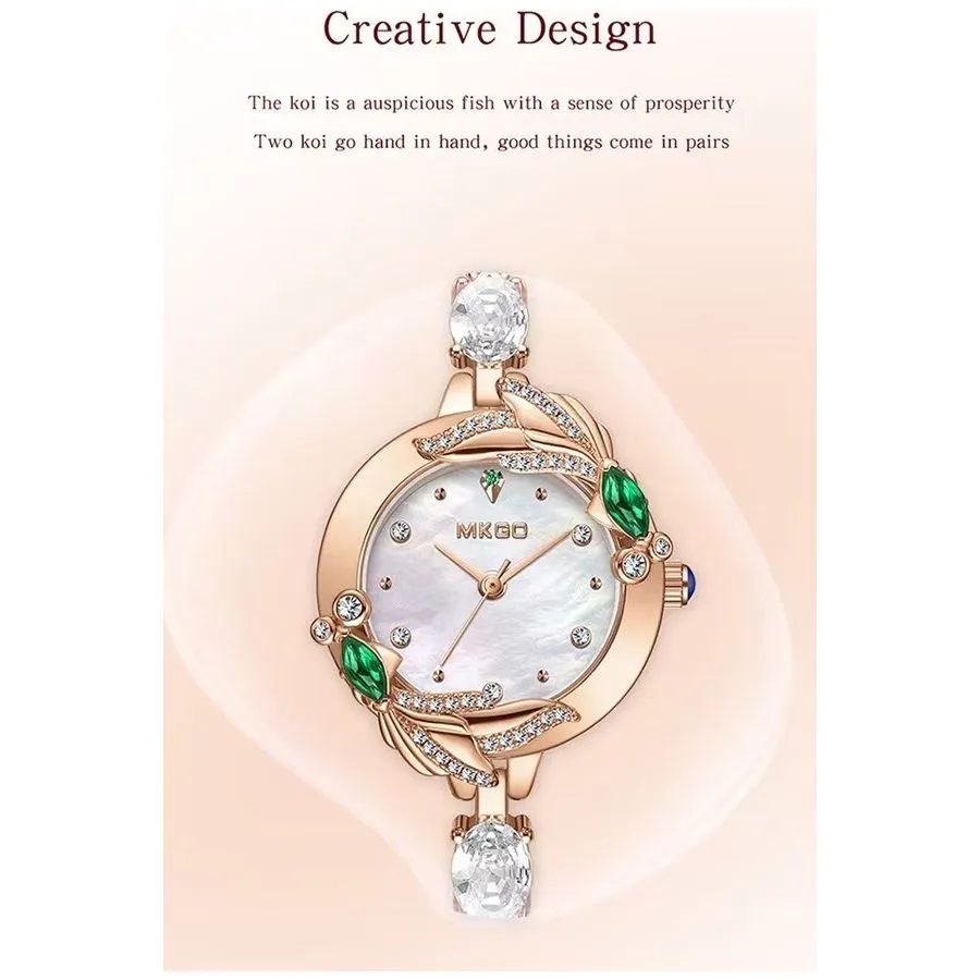 GlamPearl Round Dial Luxury Wristwatch