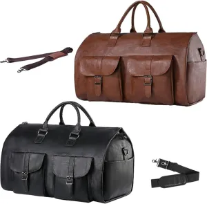 Gym Bag, Weekender Bags For Women, Overnight Bag, Garment Bags for Travel PU Convertible Garment Bag Multi-pocket Travel Bag (03)