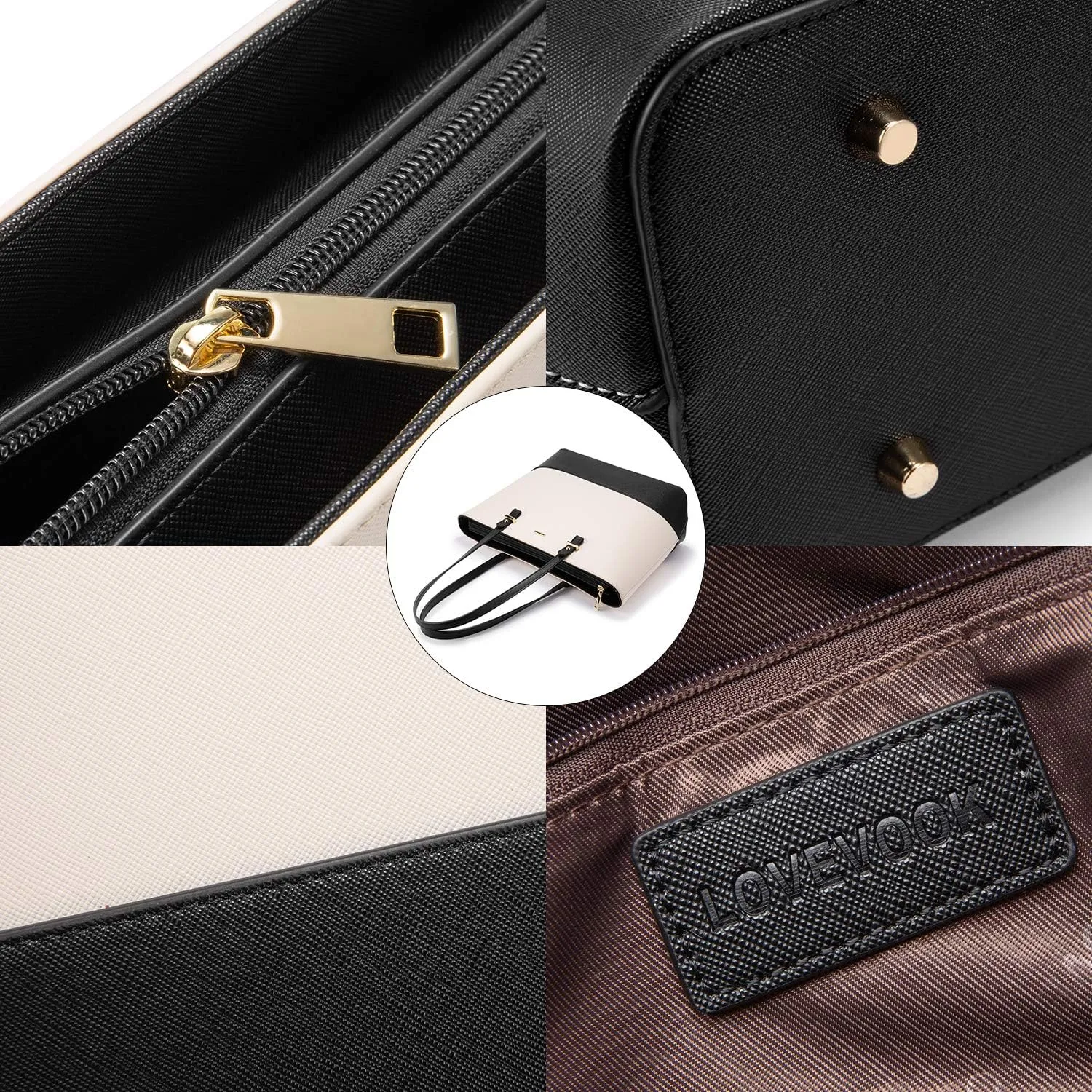 Handbags for Women Shoulder Bags Tote Satchel Hobo 3pcs Purse Set Black