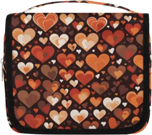 Hanging Toiletry Bag for Women & Men Small Travel Makeup Skincare Necessaire Organizer Kit Cosmetic Bags Waterproof Shower Pouch Expandable Compartments Beautiful Printing Heart Shape